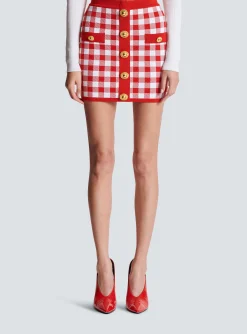 Fine-knit Gingham Skirt-Balmain Store