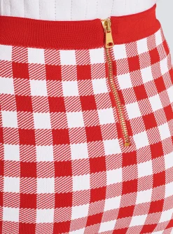 Fine-knit Gingham Skirt-Balmain Store