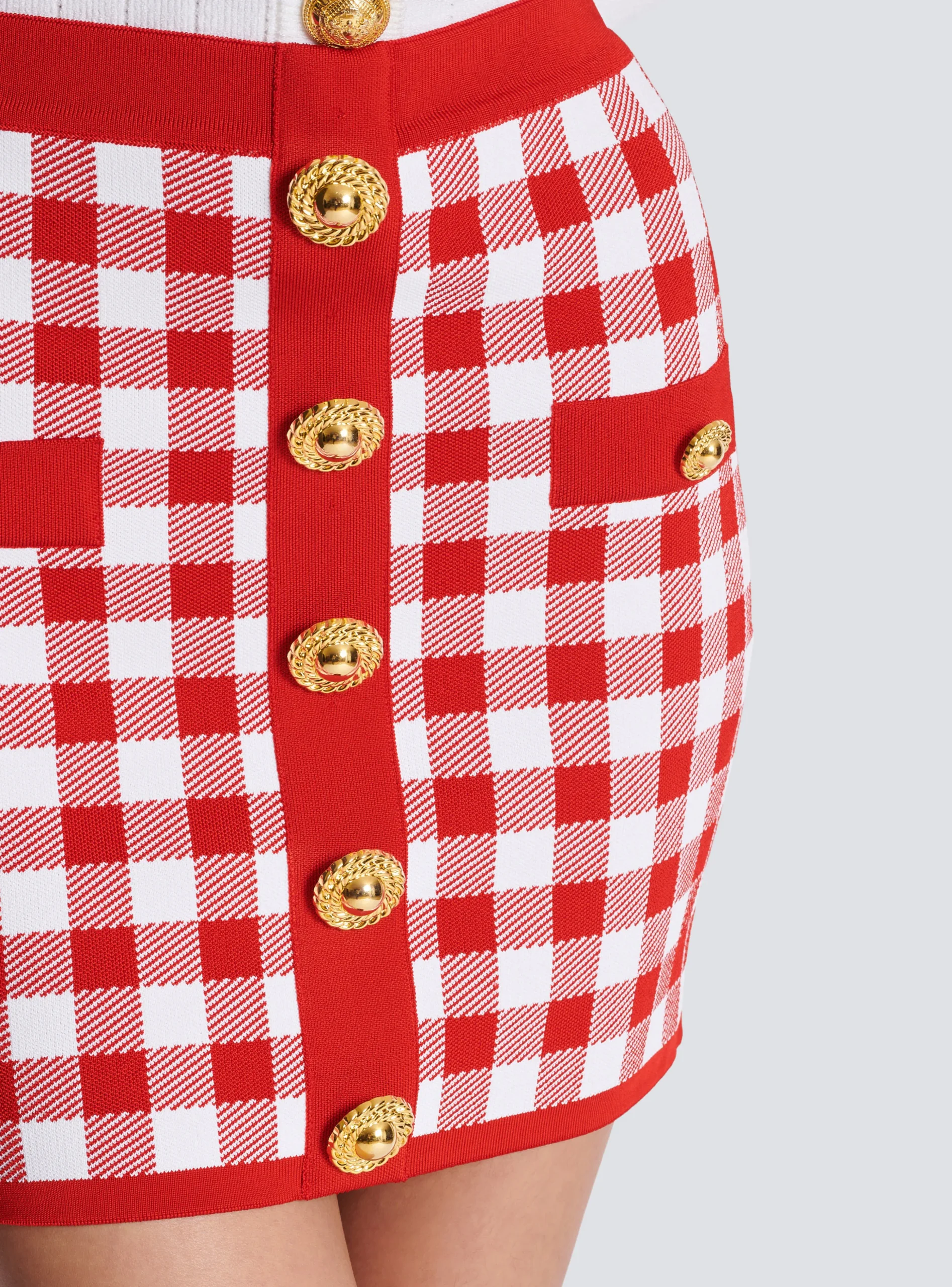 Fine-knit Gingham Skirt-Balmain Store