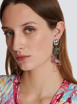 Flamingo Pendant Earrings-Balmain Shop