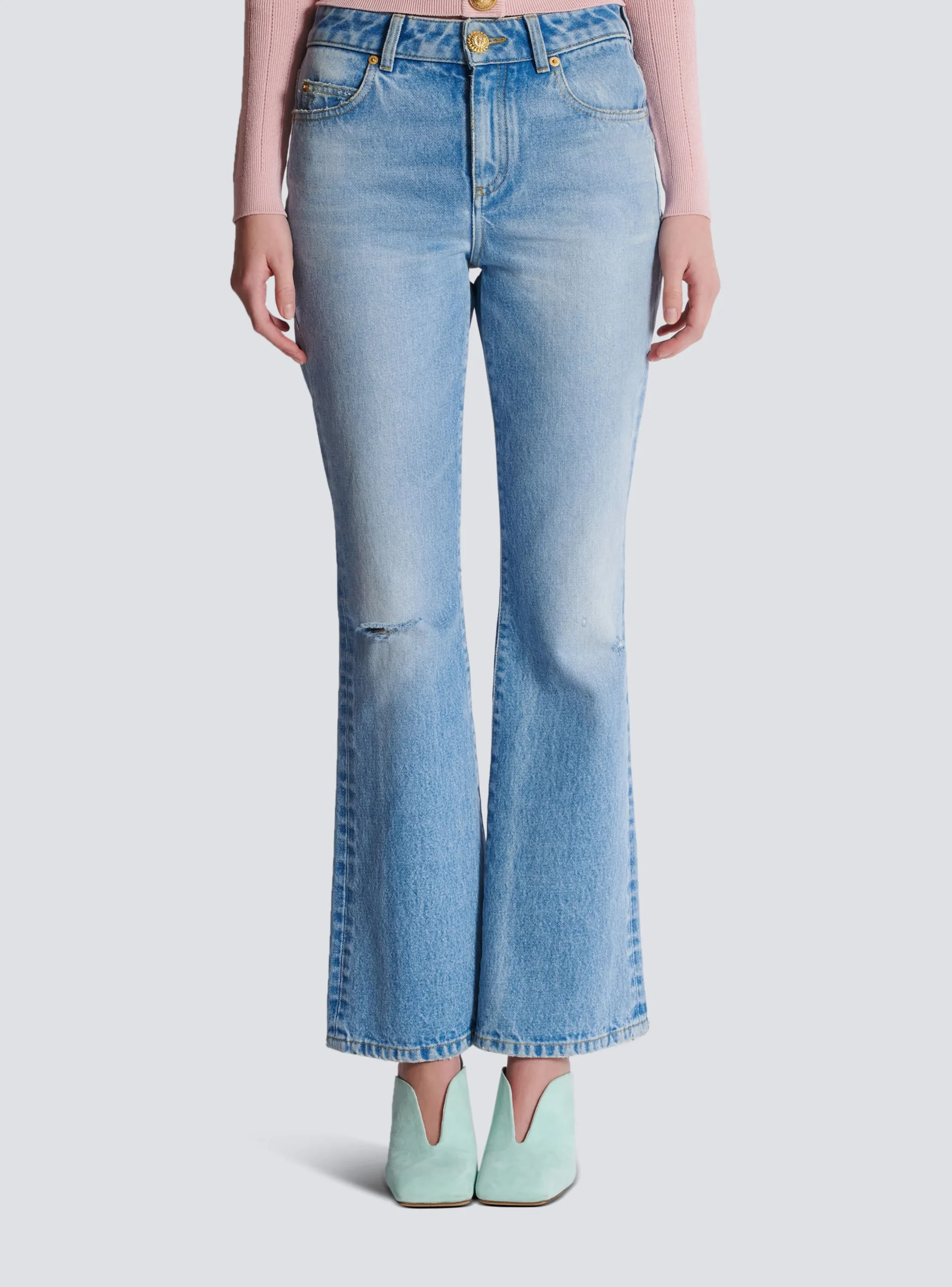 Flared Denim Jeans-Balmain Cheap