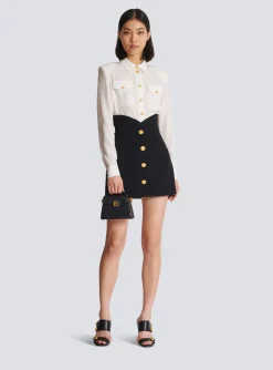 Flared Double Crepe Tulip Skirt-Balmain Cheap