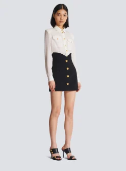 Flared Double Crepe Tulip Skirt-Balmain Cheap