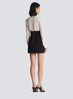 Flared Double Crepe Tulip Skirt-Balmain Cheap