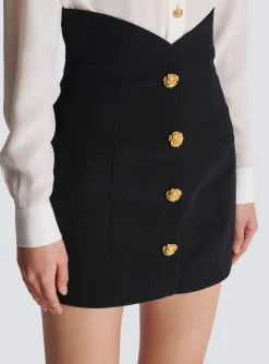 Flared Double Crepe Tulip Skirt-Balmain Cheap