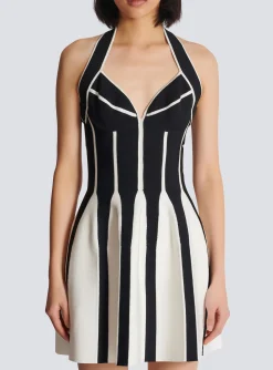Flared Halterneck Knit Dress-Balmain Clearance