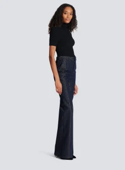 Flared Jeans With Lurex Stripes-Balmain Store