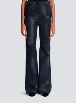 Flared Jeans With Lurex Stripes-Balmain Store