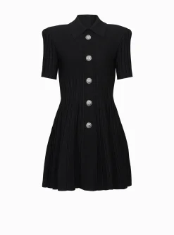Flared Knit Dress With Buttons-Balmain Clearance