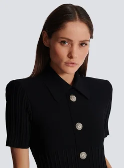 Flared Knit Dress With Buttons-Balmain Clearance
