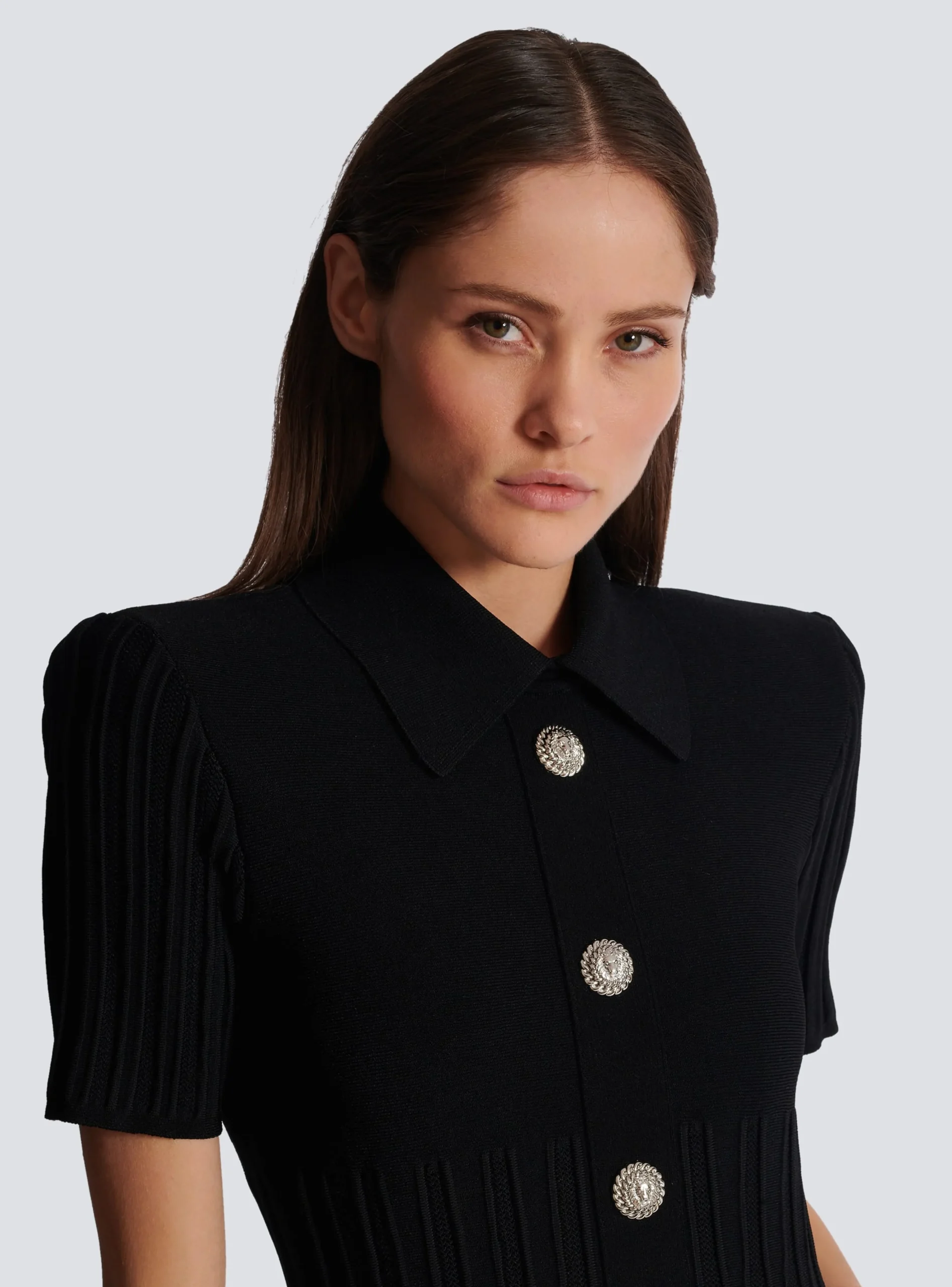 Flared Knit Dress With Buttons-Balmain Clearance