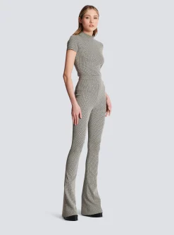 Flared Monogrammed Jacquard Trousers-Balmain Discount