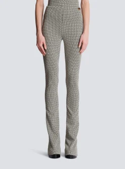 Flared Monogrammed Jacquard Trousers-Balmain Discount