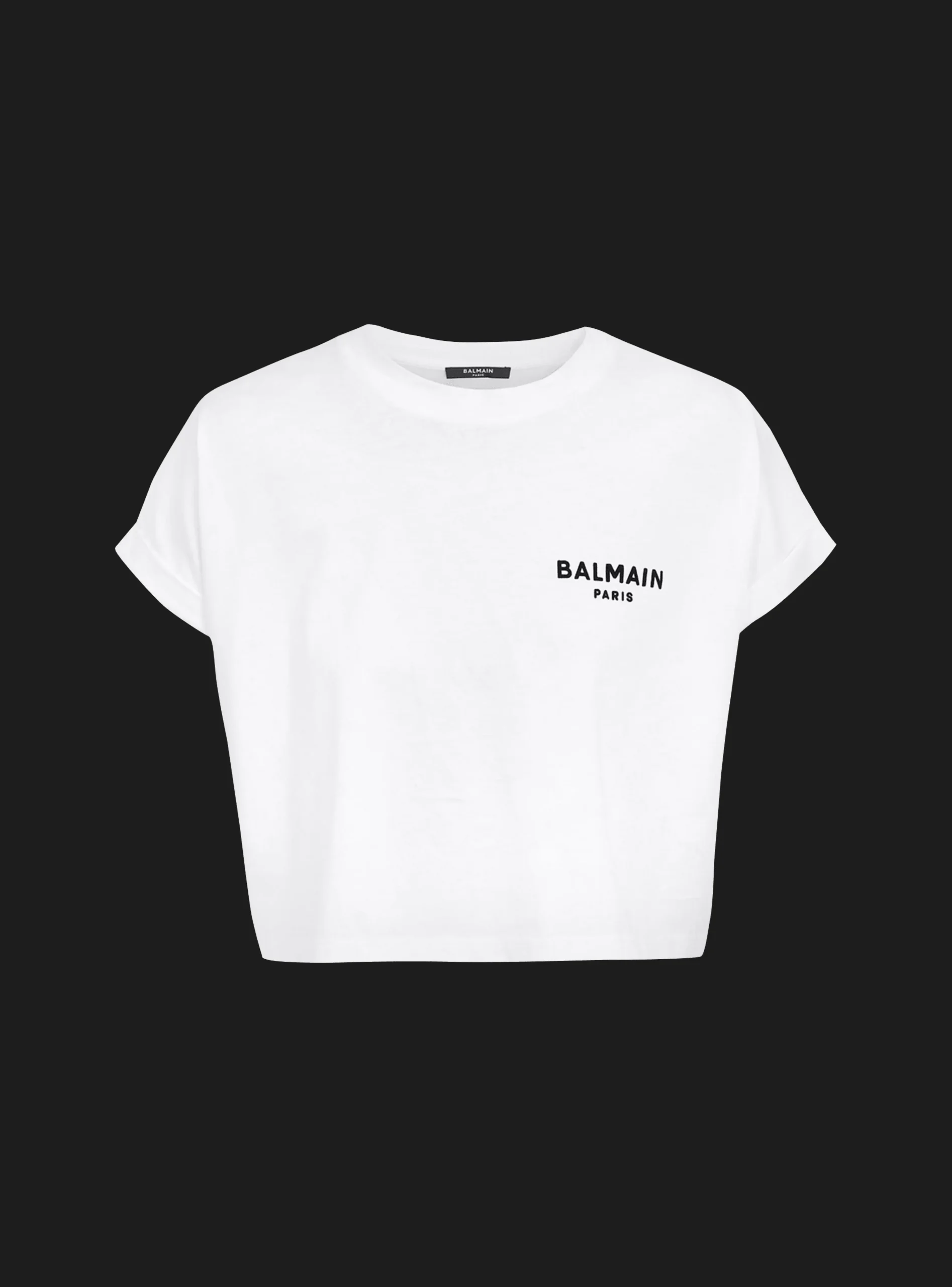 Flocked Paris Cropped T-Shirt-Balmain Cheap