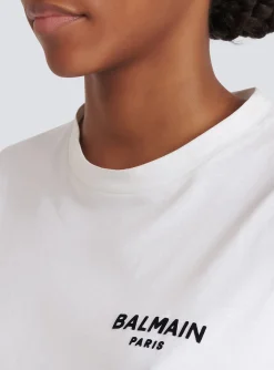 Flocked Paris Cropped T-Shirt-Balmain Cheap