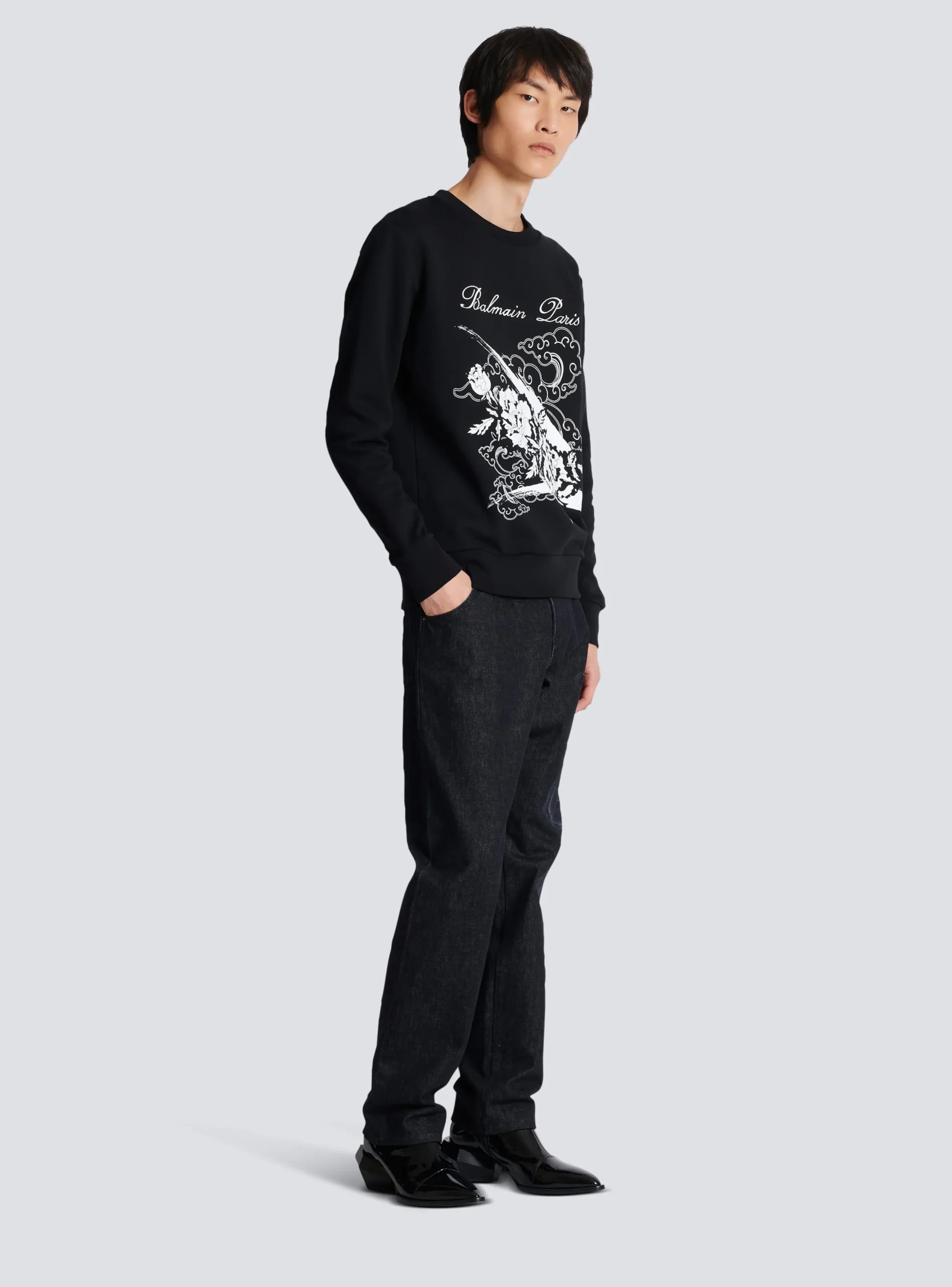 Flower Print Sweatshirt-Balmain Clearance