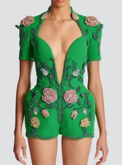 Flower-embroidered Playsuit-Balmain Flash Sale