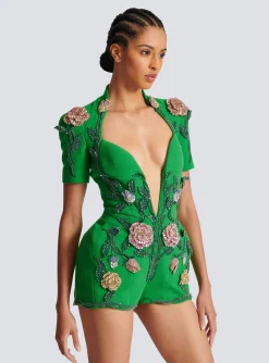 Flower-embroidered Playsuit-Balmain Flash Sale
