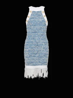 Fringed Denim Tweed Dress-Balmain Flash Sale