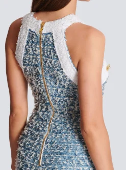 Fringed Denim Tweed Dress-Balmain Flash Sale