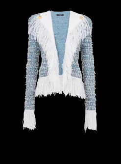 Fringed Denim Tweed Jacket-Balmain Sale