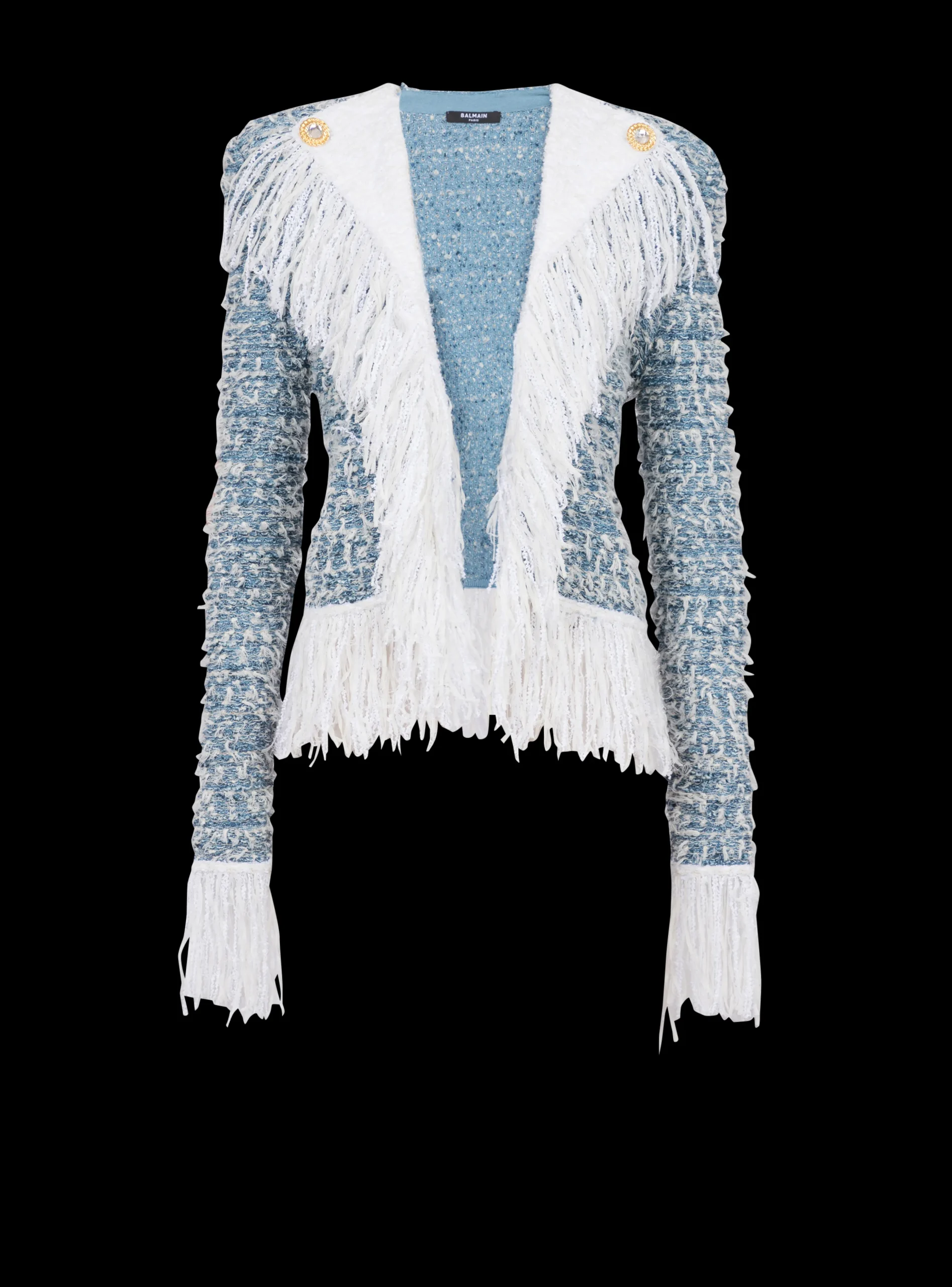 Fringed Denim Tweed Jacket-Balmain Sale