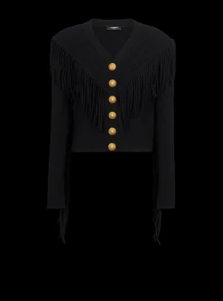Fringed Fine Knit Cardigan-Balmain Shop