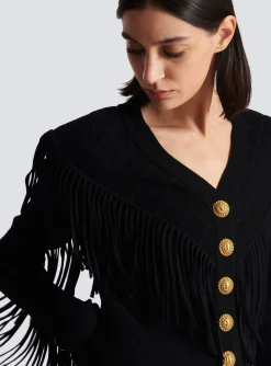 Fringed Fine Knit Cardigan-Balmain Shop