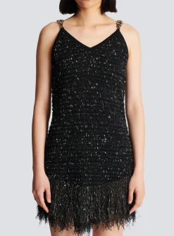 Fringed Lurex Tweed Dress-Balmain Shop