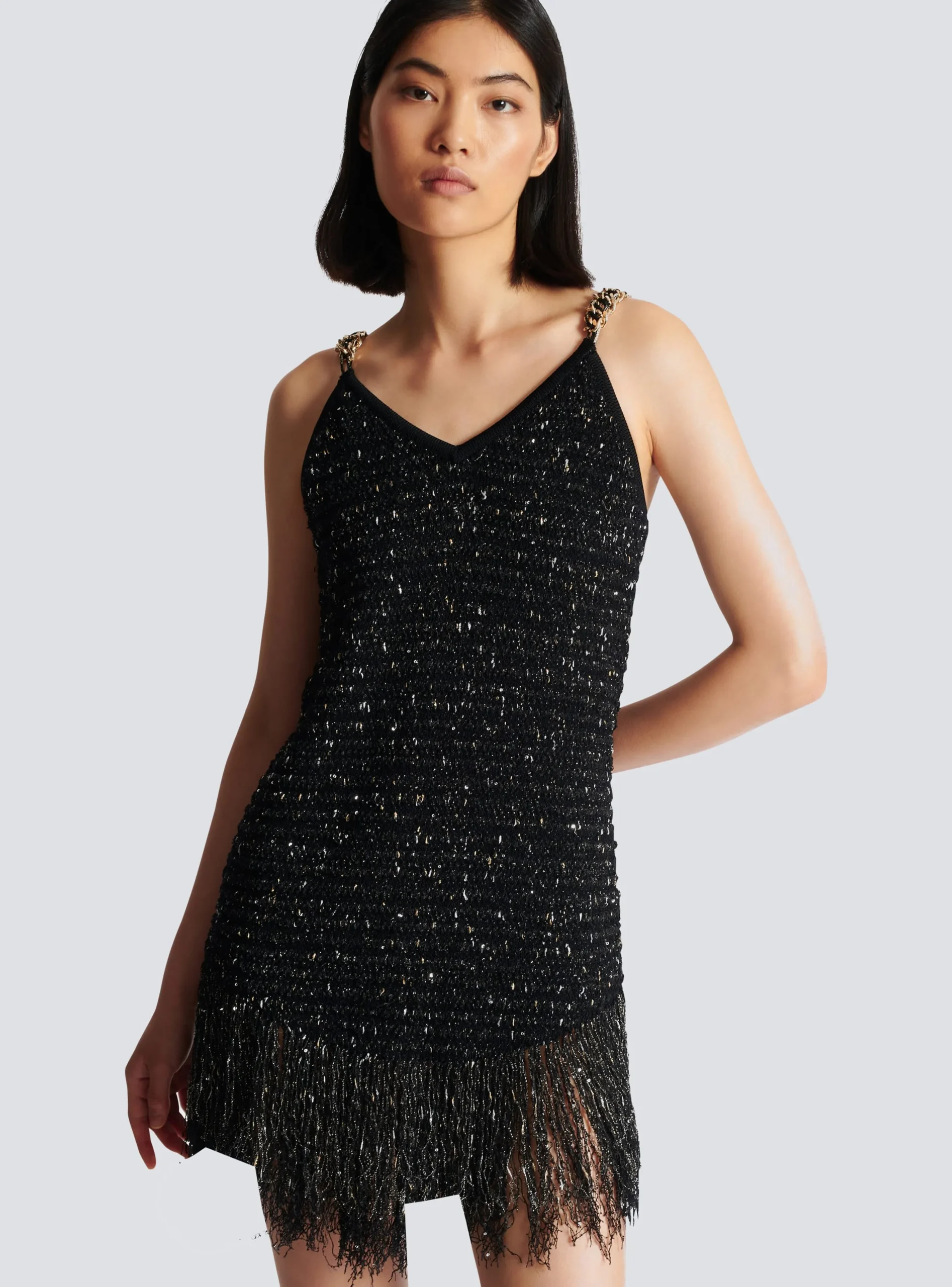Fringed Lurex Tweed Dress-Balmain Shop