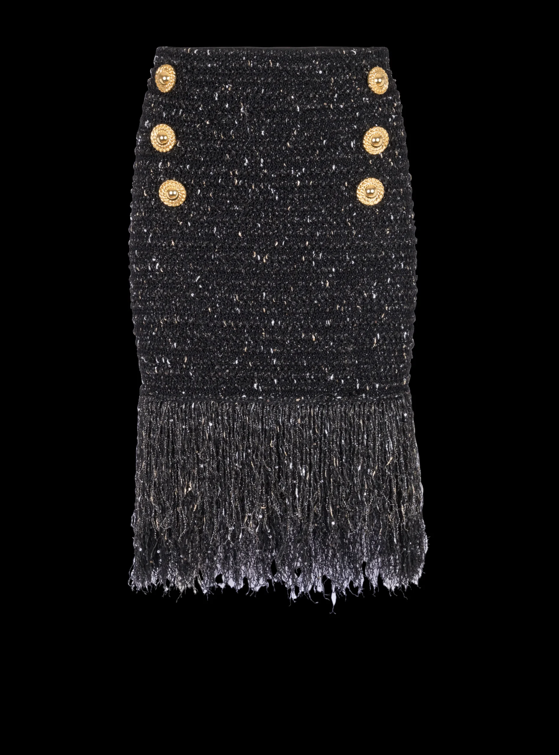 Fringed Lurex Tweed Skirt-Balmain Best Sale
