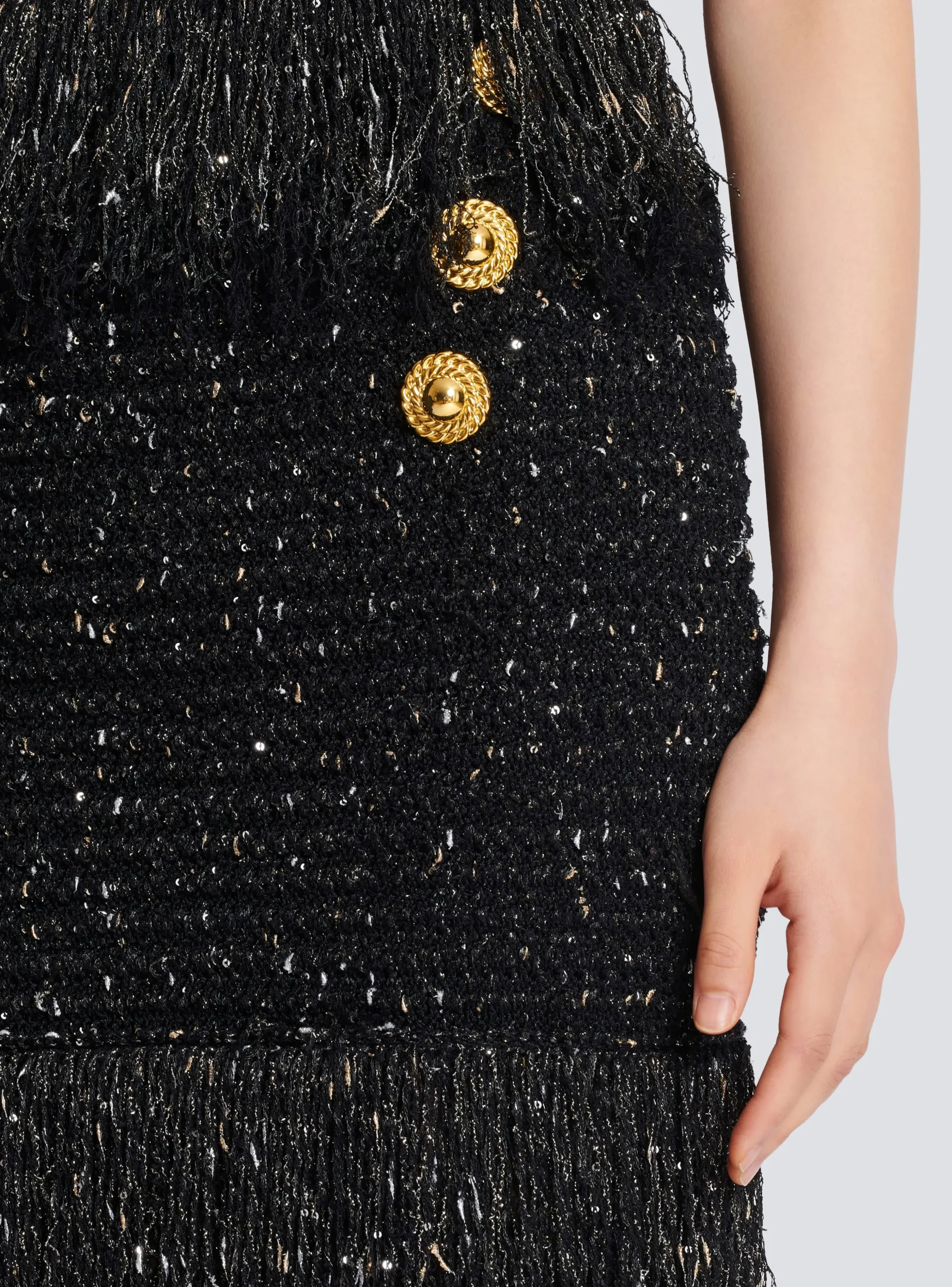 Fringed Lurex Tweed Skirt-Balmain Best Sale
