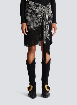 Fringed Silk Scarf Skirt-Balmain Store