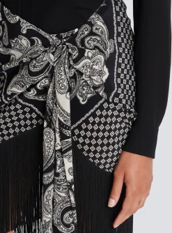 Fringed Silk Scarf Skirt-Balmain Store