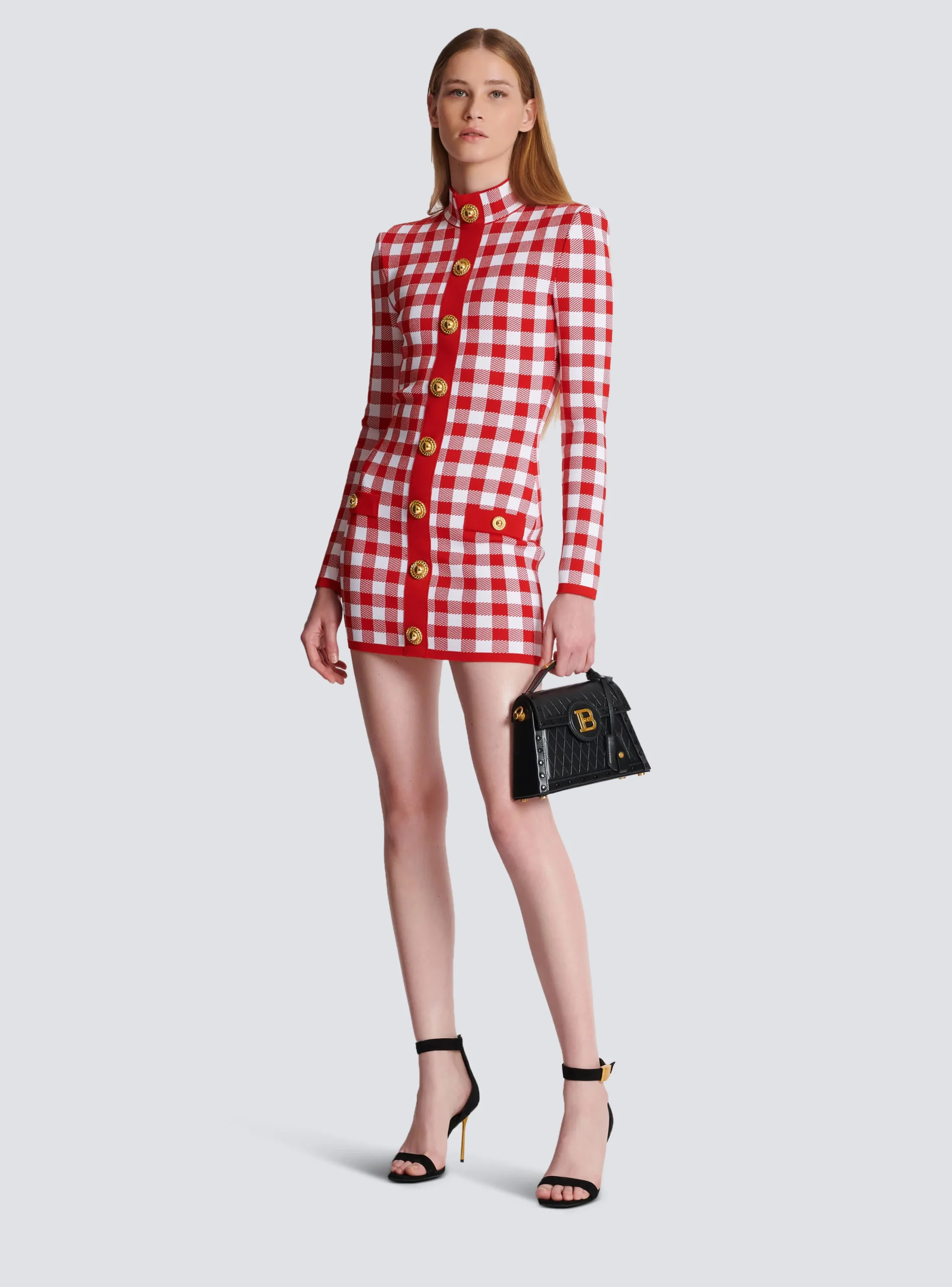 Gingham Fine Knit Dress-Balmain Sale