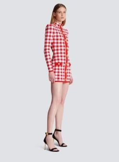Gingham Fine Knit Dress-Balmain Sale