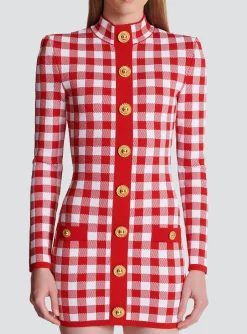 Gingham Fine Knit Dress-Balmain Sale