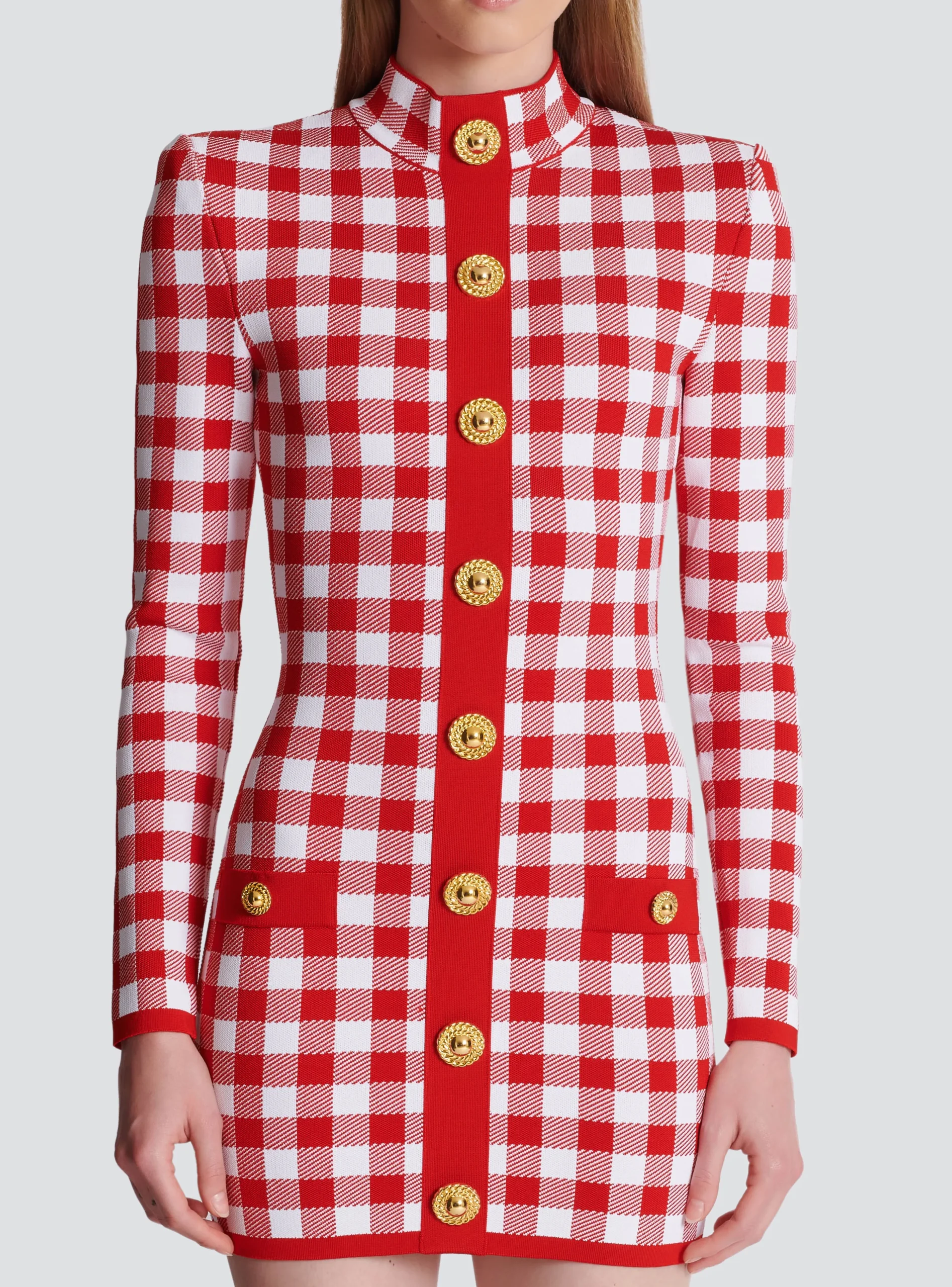 Gingham Fine Knit Dress-Balmain Sale