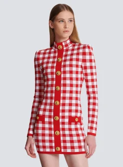 Gingham Fine Knit Dress-Balmain Sale