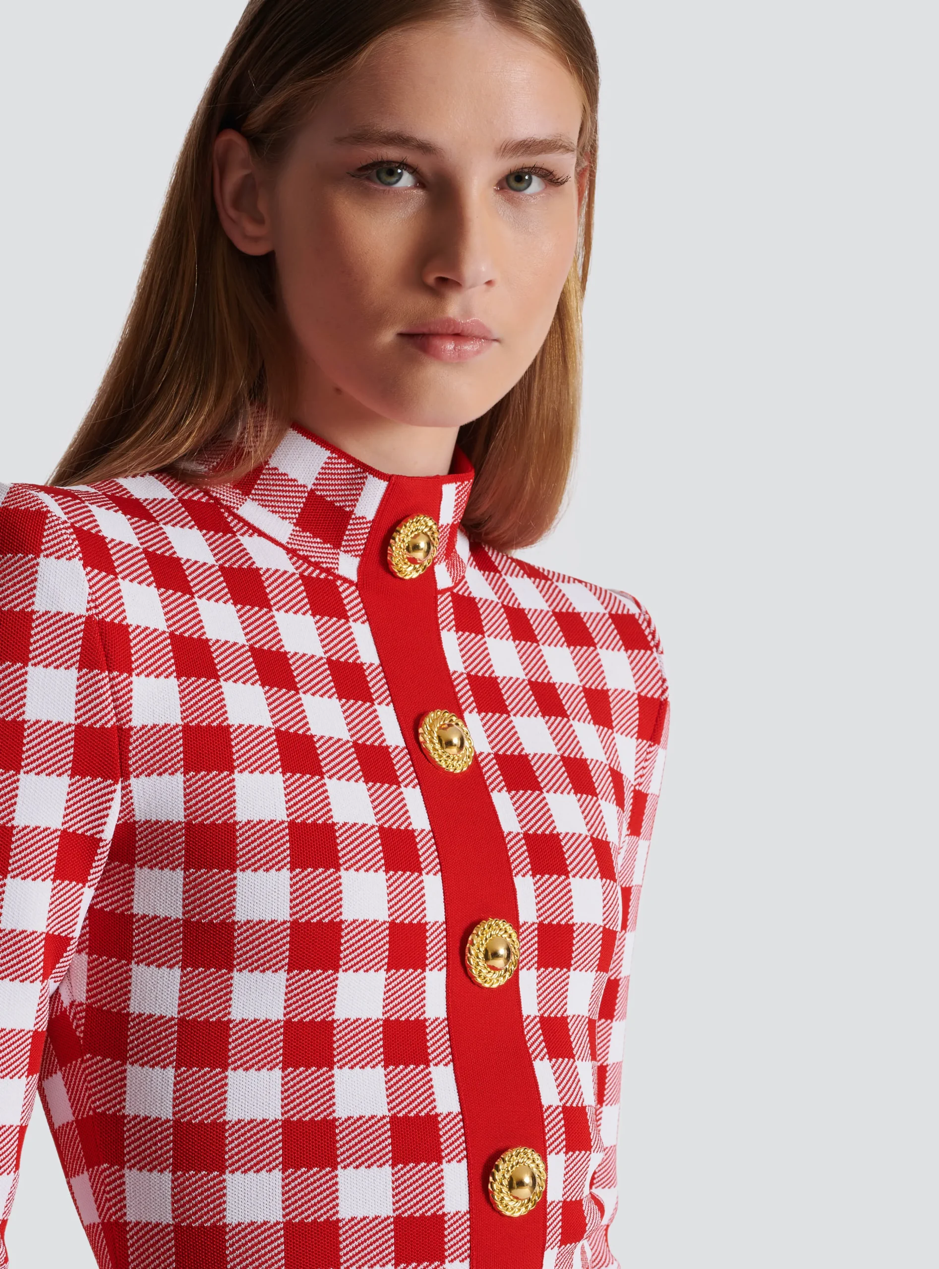 Gingham Fine Knit Dress-Balmain Sale