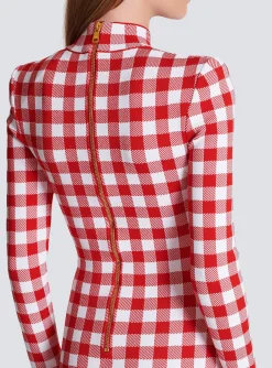 Gingham Fine Knit Dress-Balmain Sale
