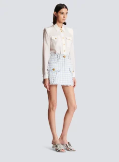 Gingham Tweed A-line Skirt-Balmain Cheap