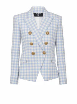 Gingham Tweed 6-button Jacket-Balmain Online