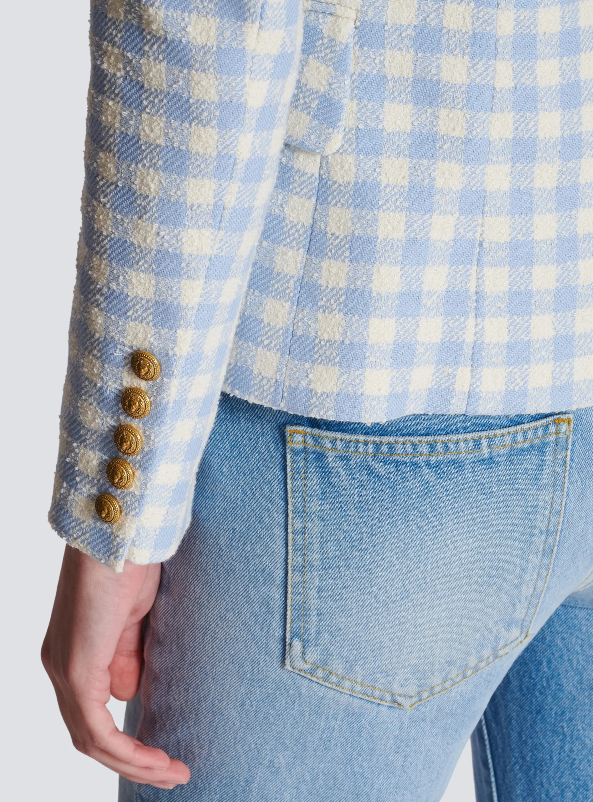 Gingham Tweed 6-button Jacket-Balmain Online