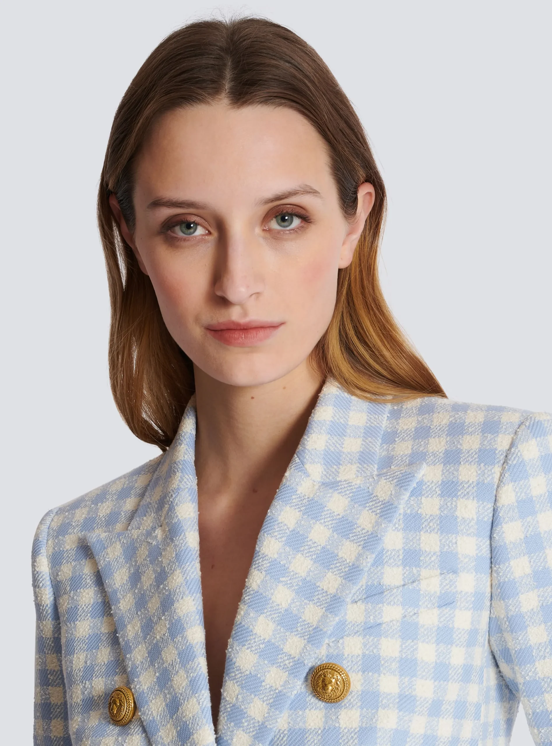 Gingham Tweed 6-button Jacket-Balmain Online