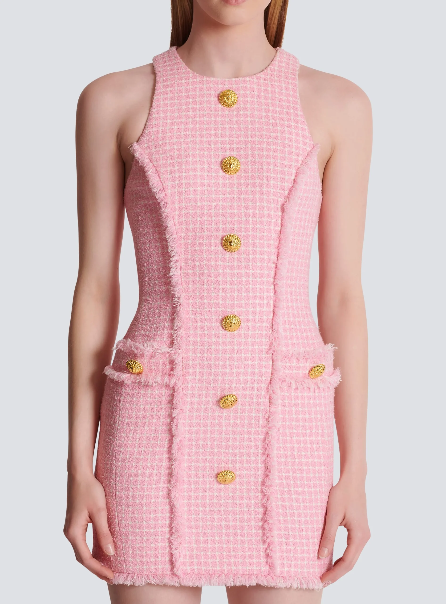 Gingham Tweed Dress-Balmain Cheap