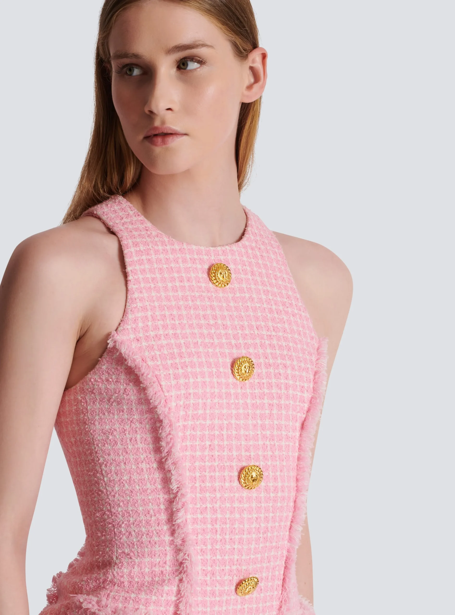Gingham Tweed Dress-Balmain Cheap