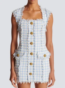 Gingham Tweed Dress-Balmain Online