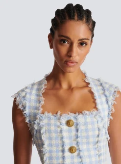 Gingham Tweed Dress-Balmain Online