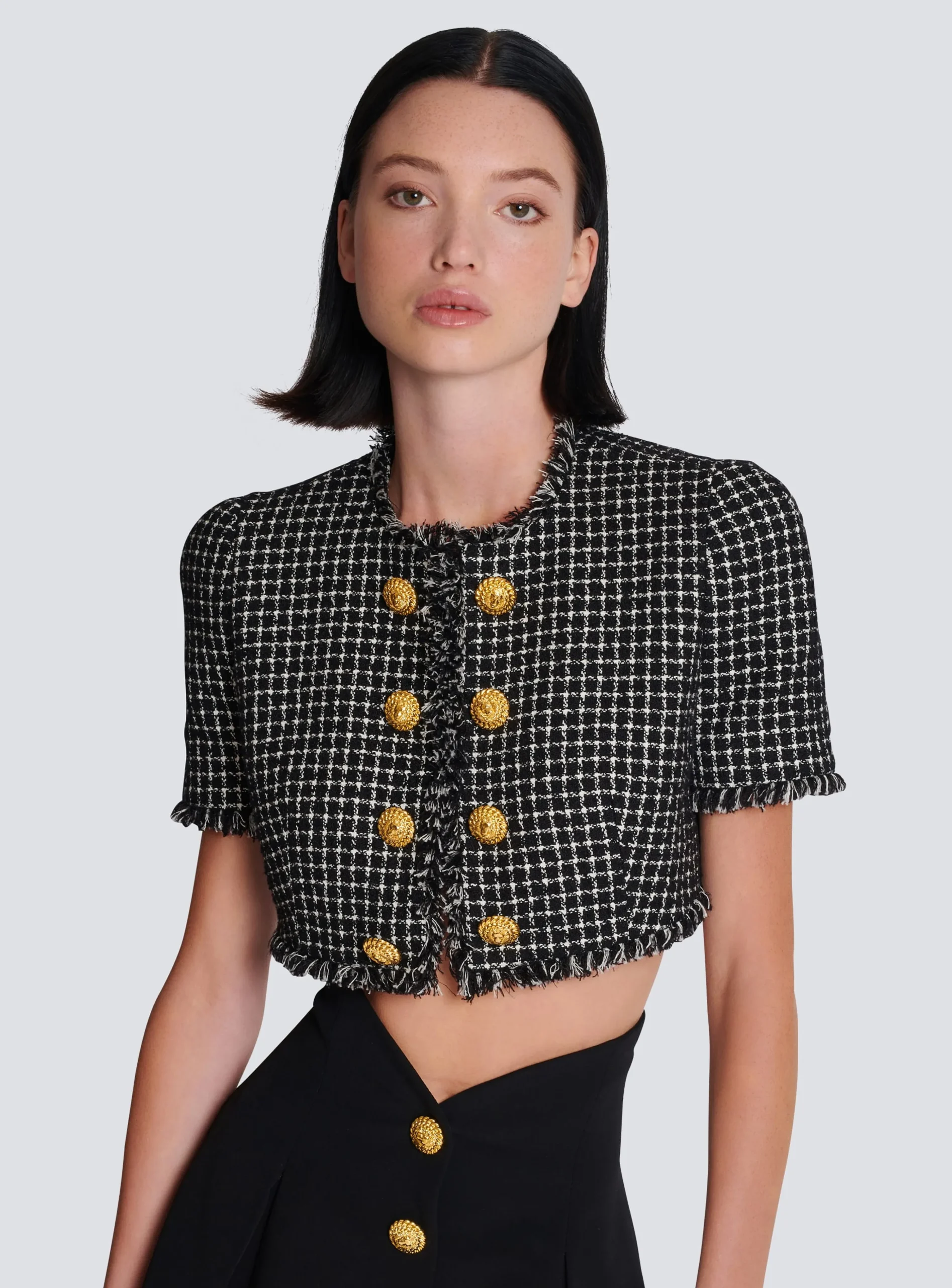 Gingham Tweed Jacket-Balmain Outlet